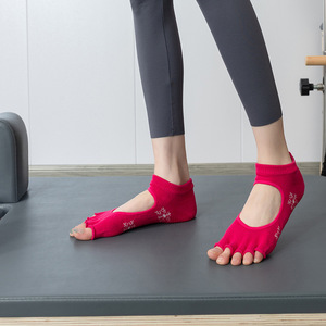 <span class=keywords><strong>Calcetines</strong></span> de Pilates con la espalda descubierta y la punta abierta de verano con logotipo personalizado al por mayor, <span class=keywords><strong>Calcetines</strong></span> antideslizantes de <span class=keywords><strong>5</strong></span> <span class=keywords><strong>dedos</strong></span>, <span class=keywords><strong>calcetines</strong></span> con agarre de copo de nieve, trampolín, baile, Yoga - Product Image 5