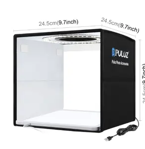 Drop Shipping PULUZ 40cm Folding Portable Ring Light USB Photo Lighting Studio Shooting Tent Box With 6 Color Backdrops