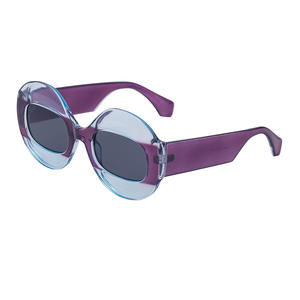 Gafas de Sol Personalizadas para Mujer con Bloques de Color, Marco Negro, Protección UV400, Estilo Redondo, Tendencia de Instagram - Product Image 3
