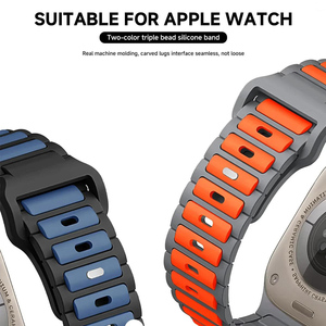 สายนาฬิกาซิลิโคนสามเม็ดสองสีสำหรับ iWatch Series 11-1 ULTRA, สายนาฬิกาแบบวงเดี่ยวสำหรับ Apple 38/40/41/42/44/45/49มม. - Product Image 3