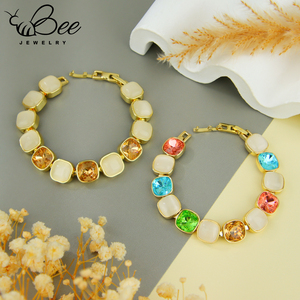 Pulsera de Lujo de Latón con Cristales y Oro de 14k, Cadena de Mano Bohemia de Esmalte de Colores, Joyería de Declaración para Fiesta de Mujer, Estilo Europeo y Americano - Product Image 6