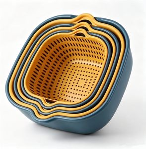 Ensemble de 6 paniers de vidange double couche pour évier avec poignée, multifonctionnel pour cuisine, bol à fruits, lavage, séchage et rangement alimentaire - Product Image 1