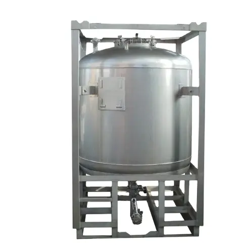 Wanlong جولة 1000L الفولاذ المقاوم للصدأ كاشف الكيماويات تخزين IBC خزان