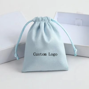 Pochette en velours de sécurité écologique de haute qualité avec cordon de serrage - Fond rond, logo personnalisé imprimé pour l'emballage de bougies et de cosmétiques - Product Image 1