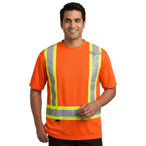 Clush Industries High Quality Short Sleeve Quick Dry Breathable Mesh Polyester/Cotton Construction <b>Worker</b> High Visibility - Product Image 1