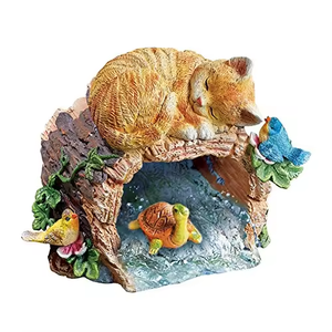 야외 친환경 폴리 수지 조각 정원 동상 동물 패턴 고양이 다운파우트 확장 - Product Image 4