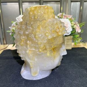 Statues de <span class=keywords><strong>Bouddha</strong></span> en Quartz Jaune Feu Naturel, Têtes de <span class=keywords><strong>Bouddha</strong></span> Golden Healer en Cristal, Artisanat de Pierres de Guérison pour la Méditation - Product Image 2