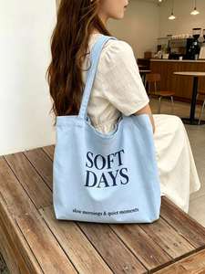 Sac de courses en coton biologique recyclable, sac de courses portable en toile de coton avec poignées - Product Image 3