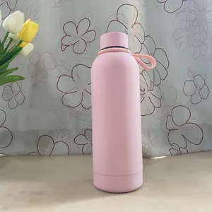 Outdoor Sports Small Mouth 304 Stainless Steel Double-layer Insulation Rubber Paint Insulation Thermal Water Bottle with Plasti