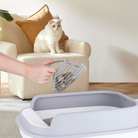 Pelle à crottes en acier inoxydable, grande pelle à litière pour chat en métal, manche en acier, accessoire pour litière pour chat, vente en gros