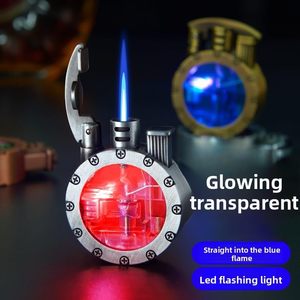 ไฟแช็คแบบพกพา ทนลม ไฟสีฟ้าใส มองเห็นเปลวไฟได้  วัสดุโลหะ ใช้แก๊ส  พร้อมไฟ LED  เป็นมิตรกับสิ่งแวดล้อม เหมาะสำหรับงานปาร์ตี้ ทันสมัย - Product Image 3