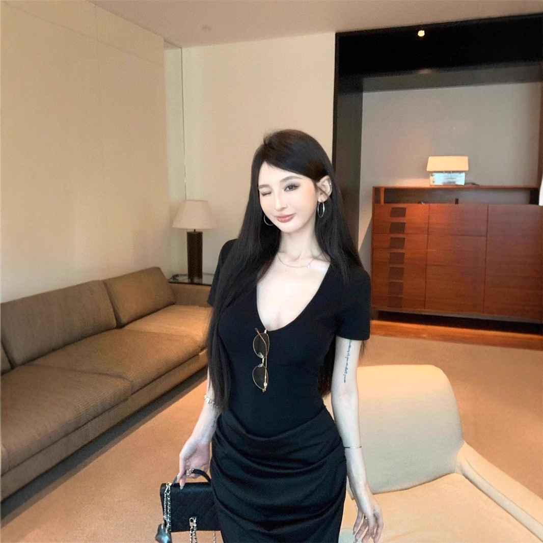 korean black bodycon dress Korean Style] Spaghetti Strap Black Bodycon Midi Dress – Ordicle