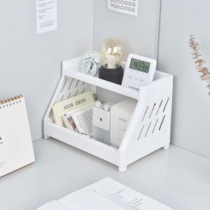 데스크탑 2 계층 만화 고양이 발 화장품 보석 주최자 욕실 주방 수납 랙 플라스틱 보관 홀더 랙 - Product Image 1