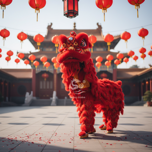 Tête de Lion du Sud en Bambou et Laine d'Australie, 2m – Accessoire de Danse du Lion pour l'Éveil du Lion et Décorations de Fêtes - Product Image 6