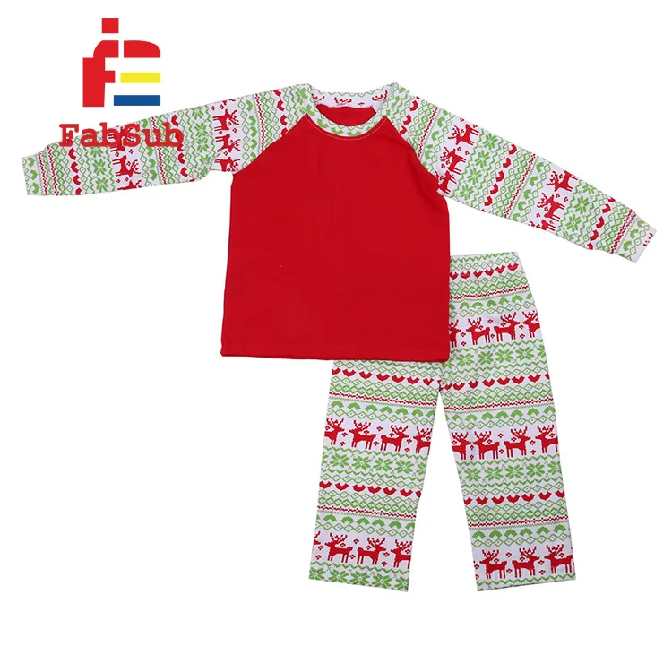 Costume de Noël pour enfants en polyester à manches longues, vêtements de nuit de Noël par sublimation, ensemble de pyjama pour adultes et jeunes