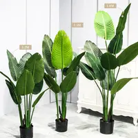 Plantas artificiais em vaso quase naturais, plantas verdes de banana para decoração doméstica, árvore de palmeiras e folhas interiores