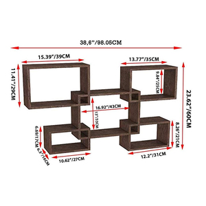 Factory Wood <b>Wall</b> Mounted 98x60cm Large Capacity Classic Painted Flexible Design Custom Logo <b>Storage</b> <b>Rack</b> 5 Piece Set Home - Product Image 2