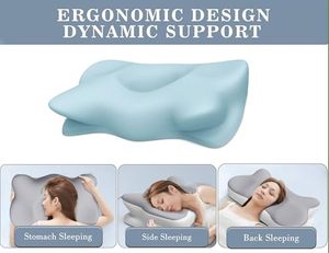 Oreiller cervical ergonomique pour soulager les douleurs au cou, oreiller contour en mousse à mémoire de forme pour dormir, idéal pour les dormeurs latéraux et les personnes souffrant de maux de cou - Product Image 5