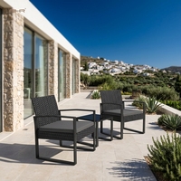 Set Bistrot BHR a 2 Posti in Rattan per Balcone, Giardino, Cortile, Arredamento da Esterno per Conversazione e Patio