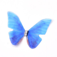 4CM 100 pièces/sac Papillons en tulle imprimés avec strass colorés, garniture en dentelle pour DIY, vêtements, robes de mariée, accessoires capillaires et matériel de couture