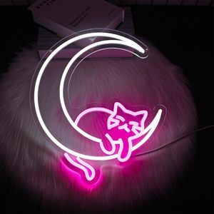 Moon Cat Letreros Neon LED dimmable USB powered ambient <b>light</b> store <b>window</b> decoration <b>light</b> street indicator <b>light</b> Customized - Product Image 6