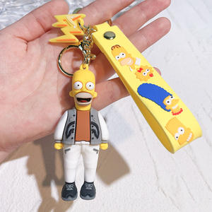 Gran oferta 3D silicona Super lindo dibujos animados Simpsons historia familiar ecológico duradero llavero colgante para mochila escolar - Product Image 5