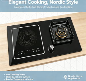Moderna Placa de Cocción de Doble Combustible con Inducción y Quemador de <span class=keywords><strong>Gas</strong></span>, Diseño Elegante de Vidrio Negro para Cocinas Domésticas - Product Image 5