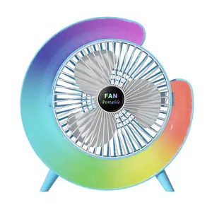 USB Color Light Fan Mini usb Charging fan Remote Timing desktop Desktop cycle fan