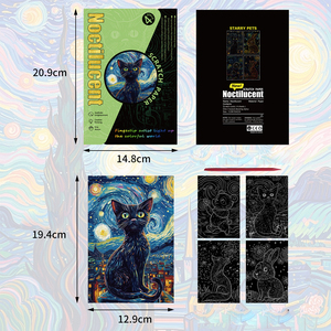 Libro de Rascar Decorativo con Diseño de Gato y Cielo Estrellado, Luminoso y que Brilla en la Oscuridad, Estilo Van Gogh, para Niños, Venta <span class=keywords><strong>al</strong></span> <span class=keywords><strong>por</strong></span> <span class=keywords><strong>Mayor</strong></span> de Fábrica GF - Product Image 5