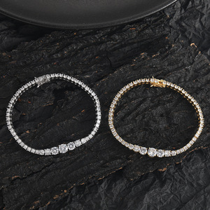 Hip Hop Tennis <b>Bracelet</b> Gradual Change Size Zircon <b>Couple</b> Jewelry Tanjing Fashion Lijing Necklace - Product Image 1