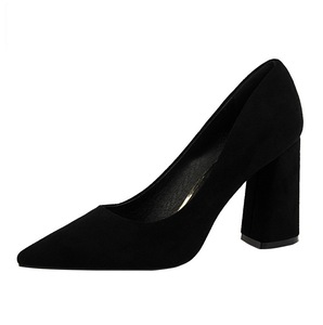 828-2 Simple Coarse <strong>Heel</strong> With High <strong>Heel</strong> <strong>Suede</strong> Surface Light Mouth-pointed OL Slimming Women's Shoes High-heeled Shoes - Product Image 2