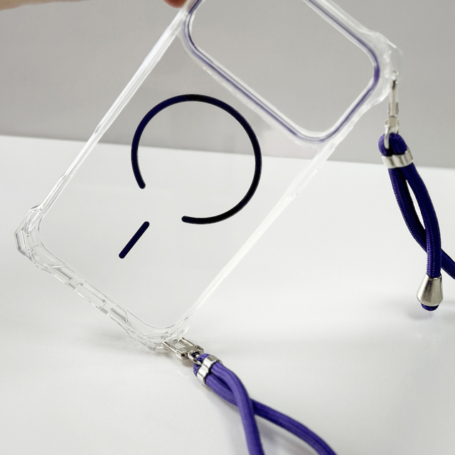 Clear 2 in 1 Magnetic Phone Case with Crossbody Lanyard Shockproof Anti-Yellowing TPU+PC Cover for iPhone 16 15 14 13 Pro Max