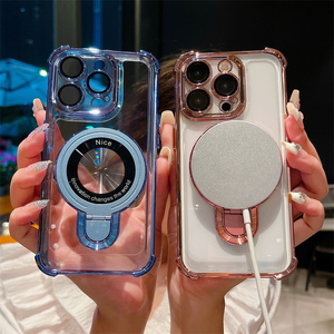 Nouvelle couverture antichoc d'espace acrylique Transparent avec porte-anneau en métal étui de téléphone électrolytique pour <span class=keywords><strong>iPhone</strong></span> 11 <span class=keywords><strong>12</strong></span> 13 14 15 <span class=keywords><strong>Pro</strong></span> Max - Product Image 1