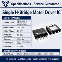 Circuit intégré de commande de moteur DRV8871, pont en H simple, pour moteur DC à balais, SOIC-8, 3.6A, PWM, 6.5V-45V, avec détection de courant intégrée, vente en gros, en stock