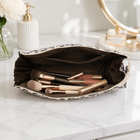 Tas Makeup Motif Zebra dan Leopard dengan Ritsleting, Dompet Kosmetik Wanita Ukuran Besar, Tas Jinjing Portabel untuk Perjalanan dan Penyimpanan Sehari-hari