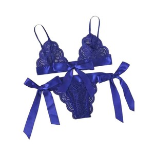 Ensemble de lingerie en satin 2 pièces pour femme 2026 : <span class=keywords><strong>soutien</strong></span>-<span class=keywords><strong>gorge</strong></span> triangle en soie et string - Product Image 5