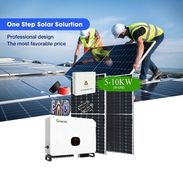 Growatt US/Europe Standard 5KW-10KW Grid Solar Power System Inverter Home Solar Panel Kit with MPPT Controller