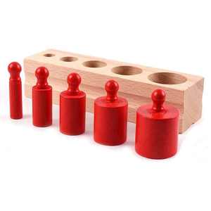 Outils d'enseignement en bois <span class=keywords><strong>Montessori</strong></span>, jouets à douille cylindrique, blocs de cylindres à boutons, bon marché, offre spéciale, 2022 - Product Image 4