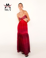 Robes longues plissées en A pour femmes d'été, couleur rouge, pour les vacances, robes de plage fluides, robes de plage
