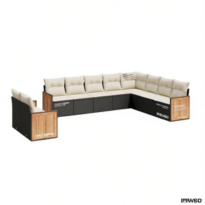 Ensemble de canapés de jardin Ipawbo en rotin et teck, 10+ places, résistant aux intempéries, design contemporain - Product Image 1