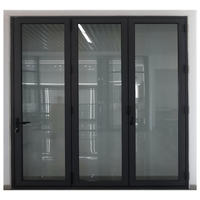 Portes d'entrée modernes en alliage d'aluminium à rupture de pont thermique, étanches, pour fermes, chambres et supermarchés, double vitrage, en acier et bois