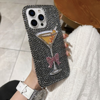 Coque de téléphone de luxe en strass scintillants pour iPhone 18 17 Pro Max, coque de téléphone pour femme entièrement ornée de diamants 16 15 14