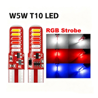 Ampoule LED T10, ampoule LED clignotante 194 W5W 4014 LED RGB, ampoules stroboscopiques pour voiture, éclairage de dôme, de tableau de bord, de porte, de plaque d'immatriculation, éclairage de stationnement universel