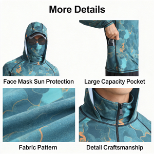 Chemise de pêche à capuche LureStorm pour homme avec cache-visage UPF50+, séchage rapide, manches longues, protection solaire, vêtements de pêche - Product Image 5