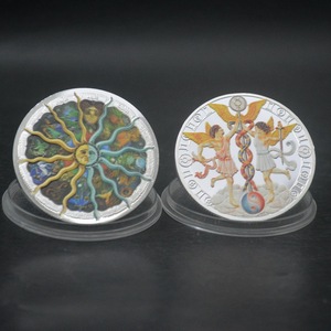 Özel oniki takımyıldızları güneş ay tanrı şanslı sikke gümüş renkli hatıra paraları - Product Image 5