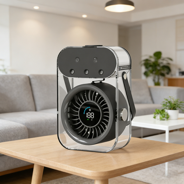 40000mAh Rechargeable Plastic Desktop Misting Fan 100-Level Wind Speed 3 Nozzles Portable Air Cooler with Timer USB for Car Use
