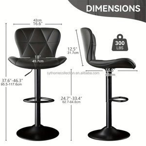 Tabourets de bar modernes 2 PCS/CTN <span class=keywords><strong>Noir</strong></span> Réglable Rembourré Pivotant avec Dossier Convient aux îlots de cuisine - Product Image 2