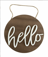 Décoration de porte d'entrée — hello rustique, panneau rond de bienvenue, à suspendre, en bois, pour la maison, nouveauté