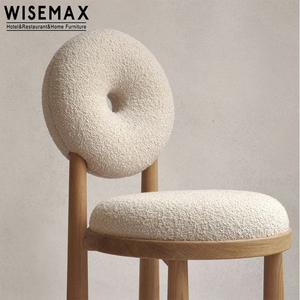 Silla de ocio con patas de madera maciza para sala de estar, respaldo de donut, diseño de tela de felpa, para comedor, venta al por mayor - Product Image 5