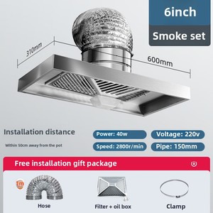 Cappa Aspirante Elettrica da 6 Pollici in Acciaio Inossidabile, Ventilatore di Scarico <span class=keywords><strong>per</strong></span> Cucina Domestica, Ventola di Estrazione <span class=keywords><strong>per</strong></span> Appartamenti, Cappa Antifumo - Product Image 2